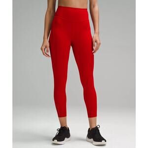 Lululemon Fast Free High Rise Tight 25" Red Leggings Pockets Womens 12